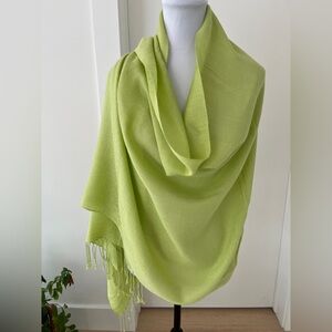 PASHMINA Green Oversized Sheer Pashmina Silk Blend Jacquard Travel Luxury